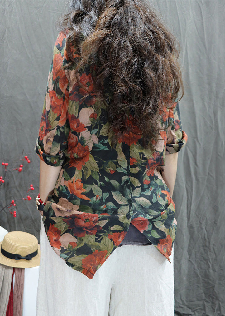 Orange Button Pockets Cotton Coats Peter Pan Collar Bracelet Sleeve