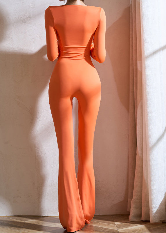 Orange Patchwork One Piece Workout Suit Spring