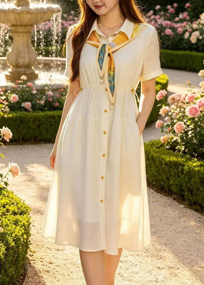 Organic Apricot Cinched Cotton Long Dresses Summer