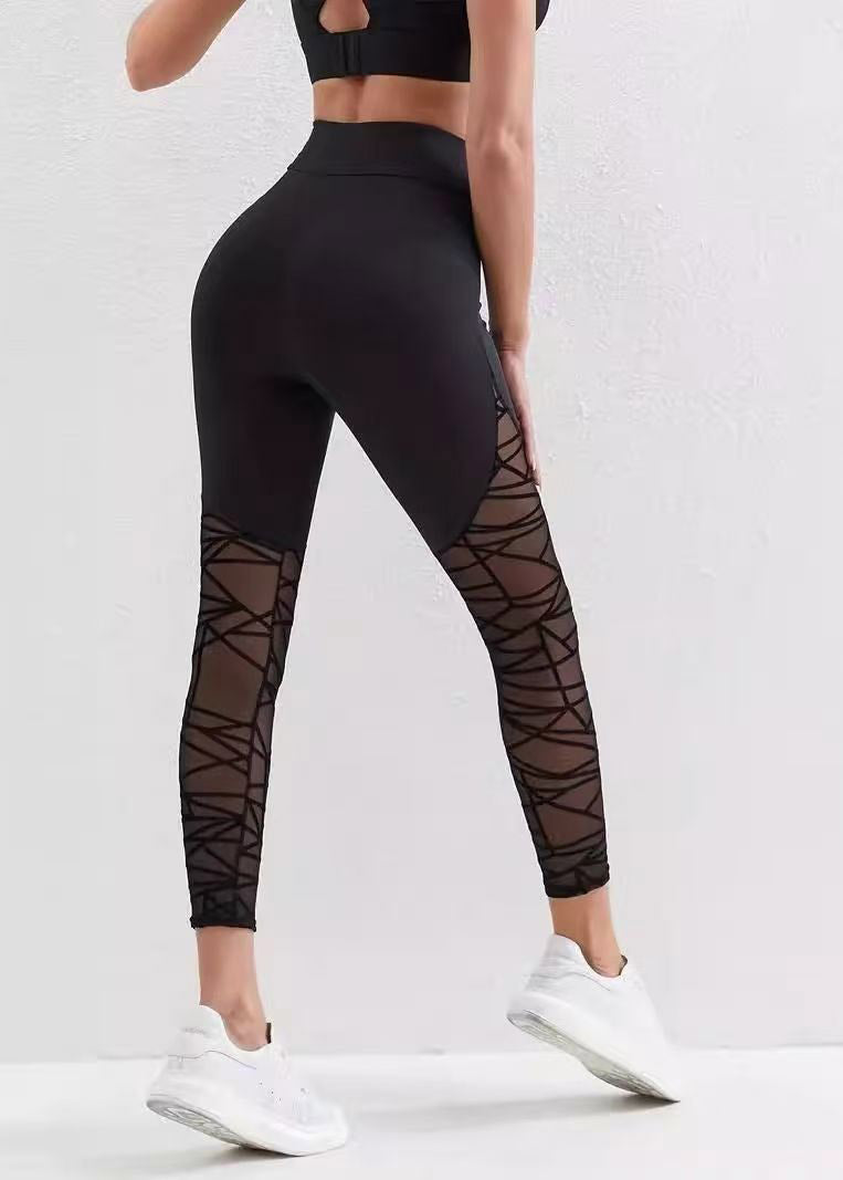 Organic Black High Waist Mesh Panel Leggings Capri