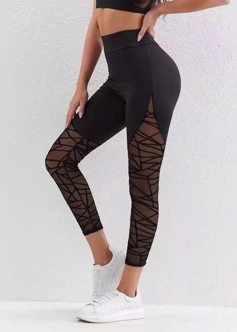 Organic Black High Waist Mesh Panel Leggings Capri