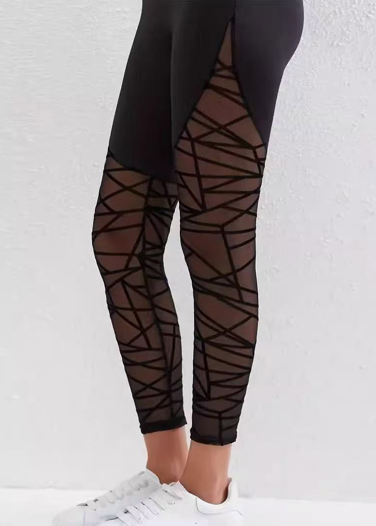 Organic Black High Waist Mesh Panel Leggings Capri