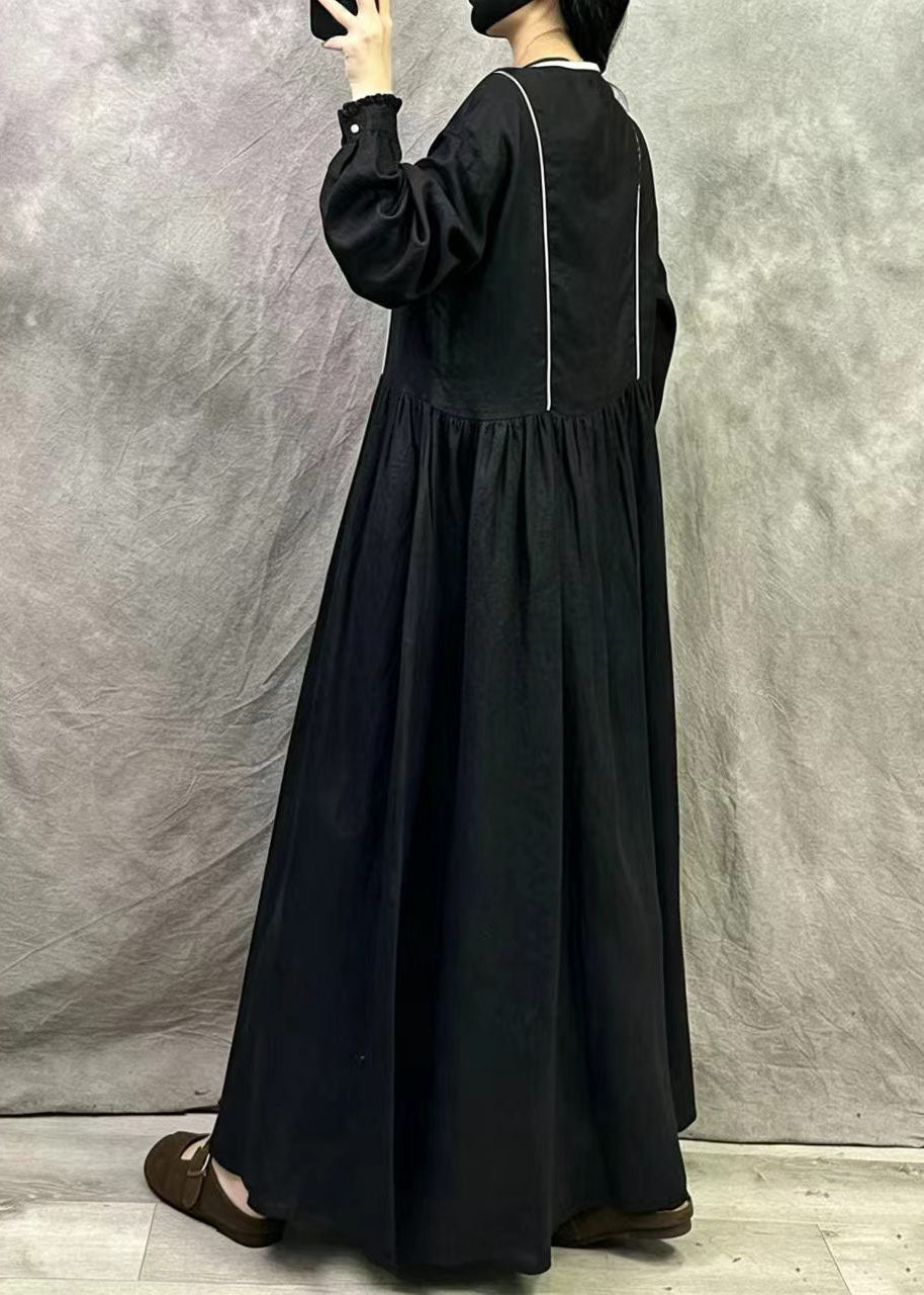 Organic Black Oversized Exra Large Hem Cotton Dresses Fall
