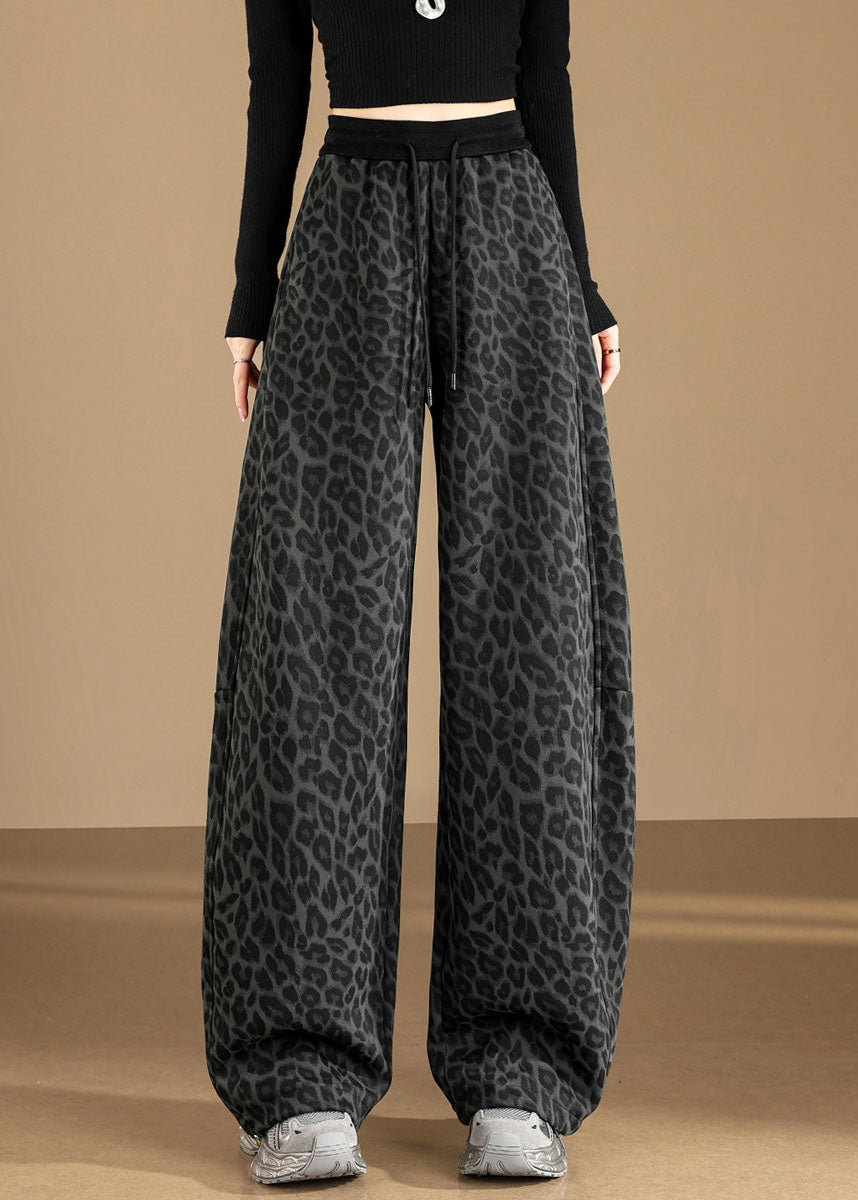 Organic Brown Leopard Print Cotton Harem Pants Fall
