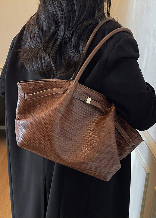 Organic Brown Solid Durable Faux Leather Women Handbags