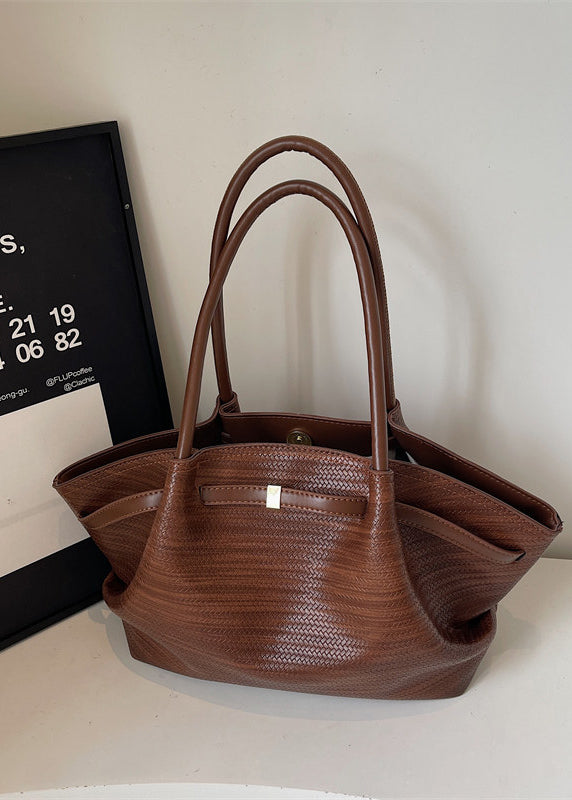 Organic Brown Solid Durable Faux Leather Women Handbags