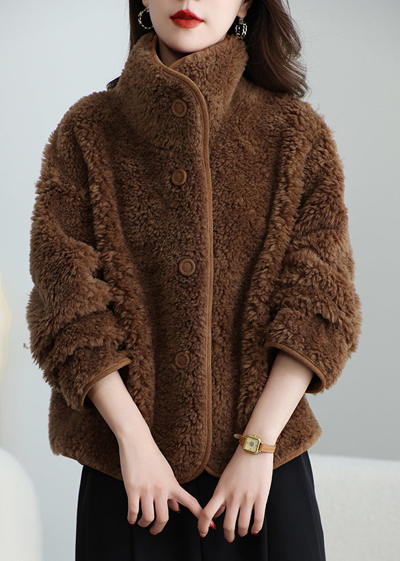 Organic Coffee Wear On Both Sides Teddy Woolen Jacket Winter