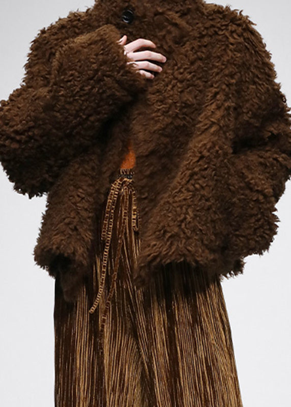 Organic Denim Blue Stand Collar Wear On Both Sides Warm Faux Fur Coats Winter