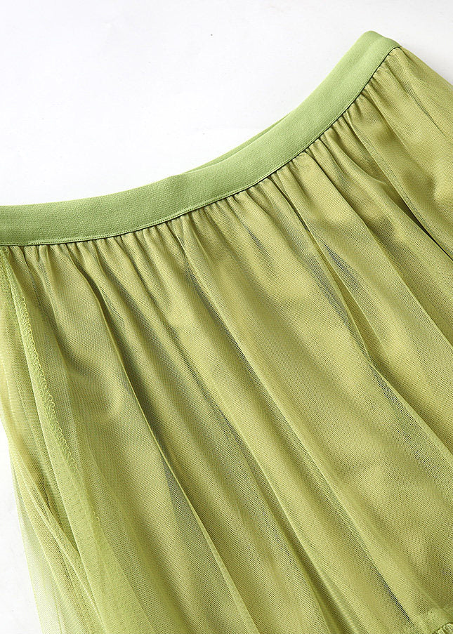 Organic Grass Green Ruffled Exra Large Hem Tulle Holiday Skirt Spring - Omychic