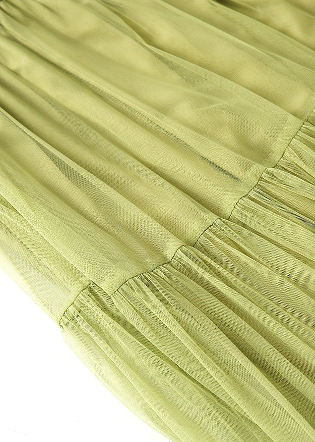 Organic Grass Green Ruffled Exra Large Hem Tulle Holiday Skirt Spring - Omychic
