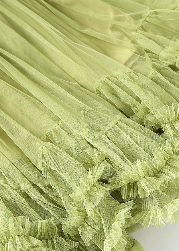 Organic Grass Green Ruffled Exra Large Hem Tulle Holiday Skirt Spring - Omychic