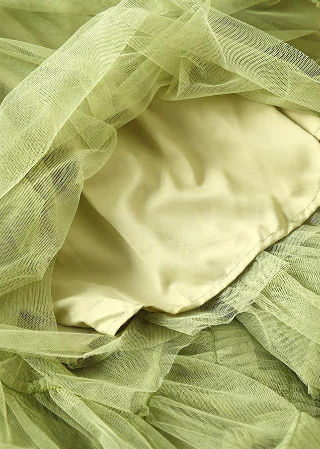 Organic Grass Green Ruffled Exra Large Hem Tulle Holiday Skirt Spring - Omychic