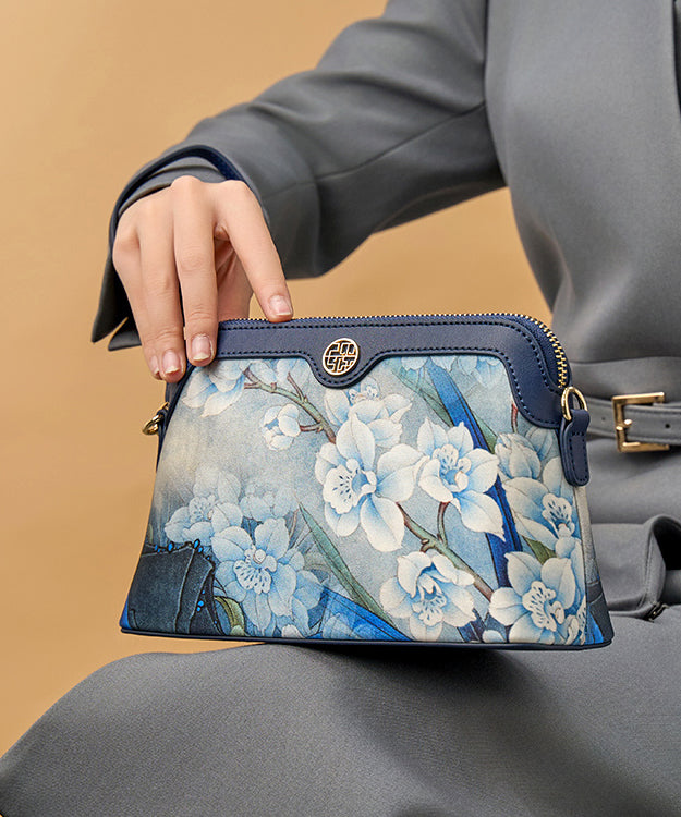 Organic Navy Print Versatile Silk Clutch Bag
