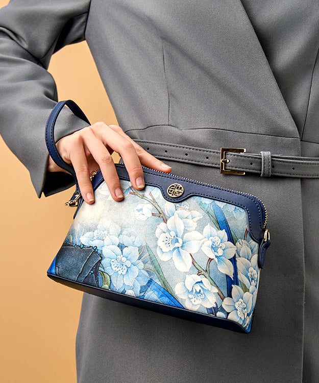 Organic Navy Print Versatile Silk Clutch Bag