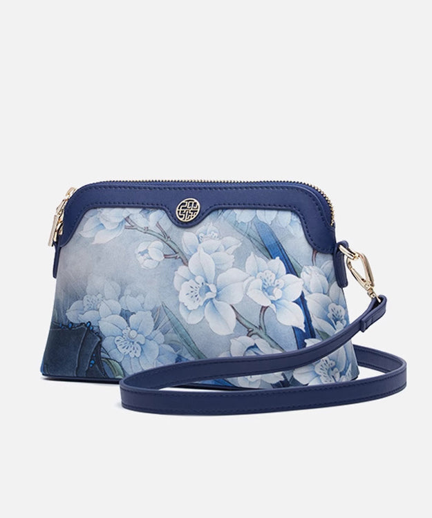 Organic Navy Print Versatile Silk Clutch Bag