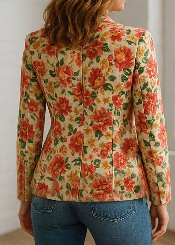 Organic Peter Pan Collar Print Cotton Suit Coats Fall