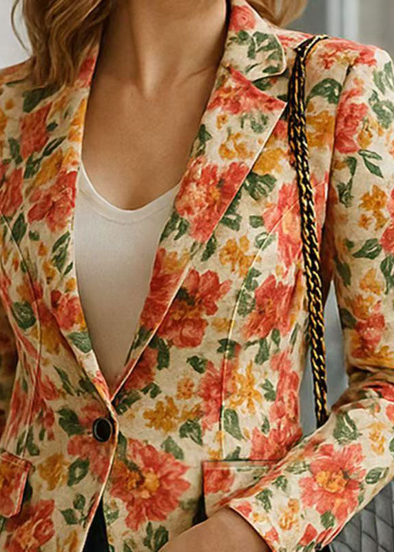 Organic Peter Pan Collar Print Cotton Suit Coats Fall