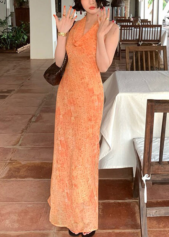 Organic Pink Cold Shoulder Chiffon Maxi Dresses Summer