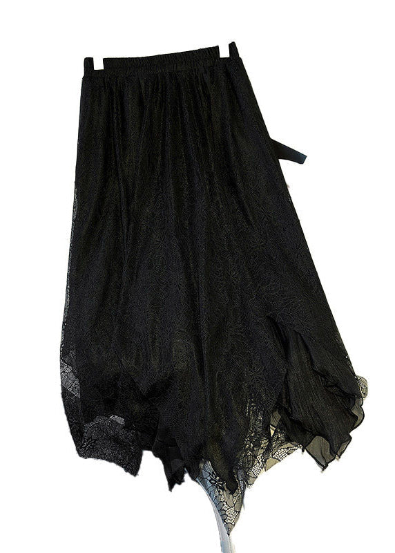 Organic White Elastic Waist Design Patchwork Lace Maxi Skirt Summer