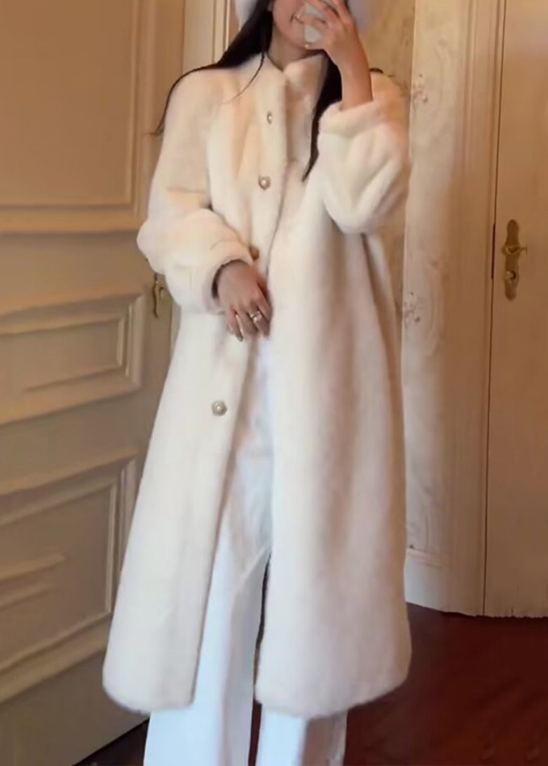 Original Apricot Stand Collar Button Mink Velvet Coats Winter