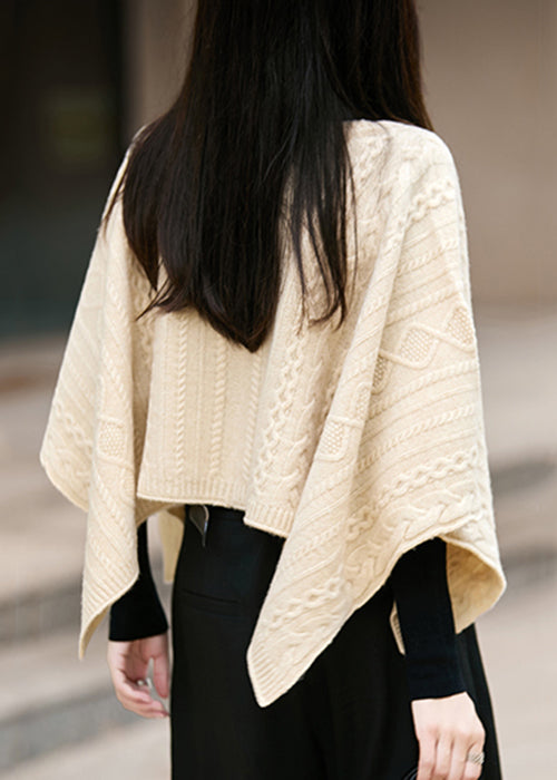 Original Beige Jacquard Cozy Woolen Cape Sweaters