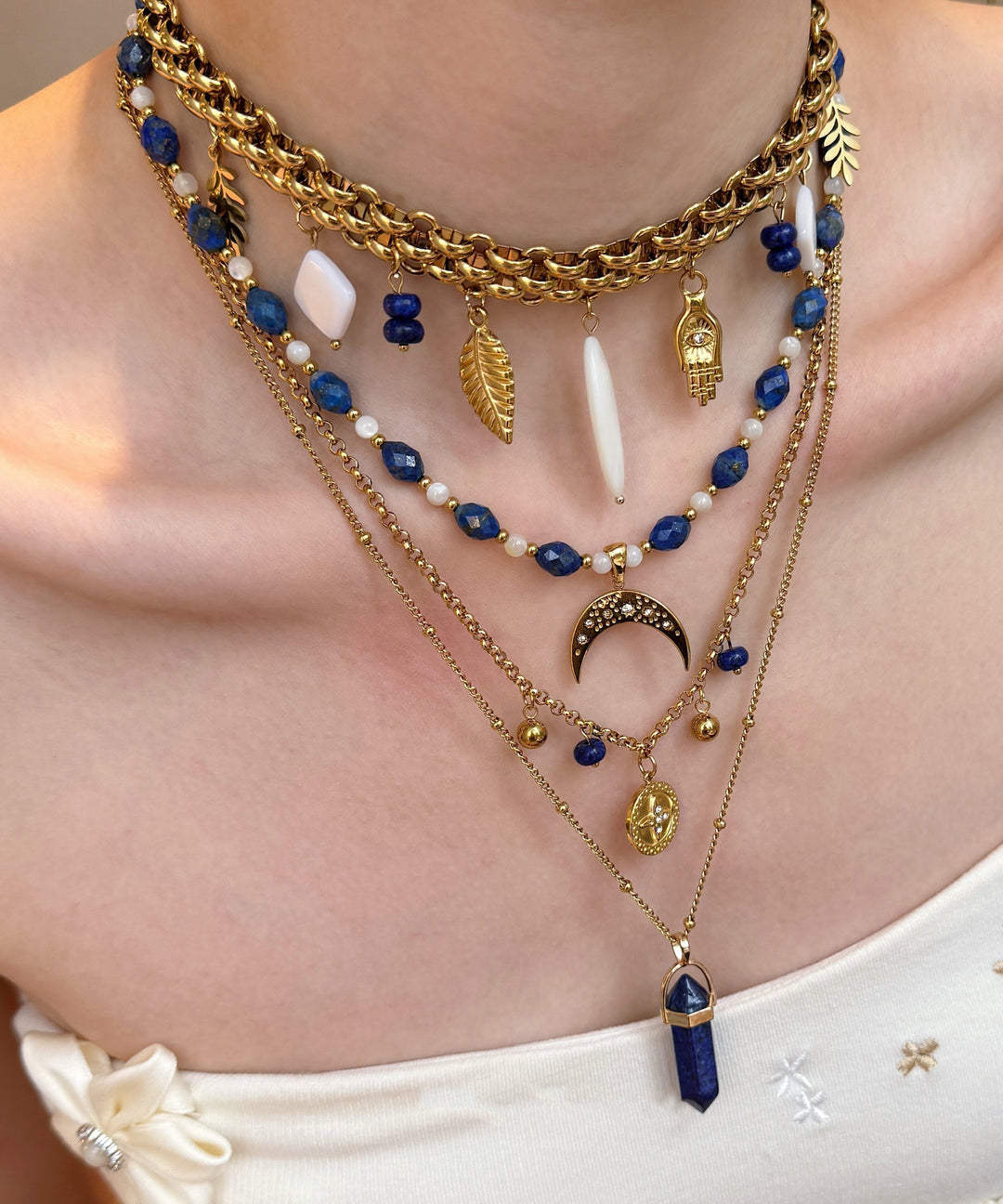 Original Blue Cross Shell Layering Four Piece Set Titanium Steel Pendant Necklace