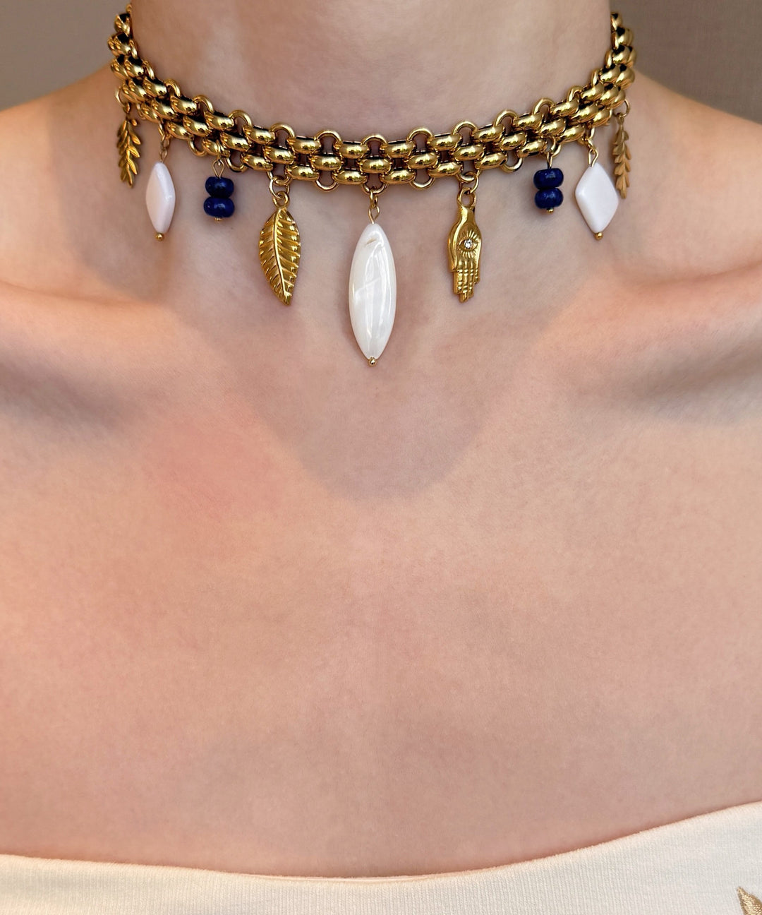 Original Blue Cross Shell Layering Four Piece Set Titanium Steel Pendant Necklace