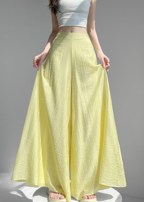 Original Blue High Waist Solid Cotton Wide Leg Pants Summer