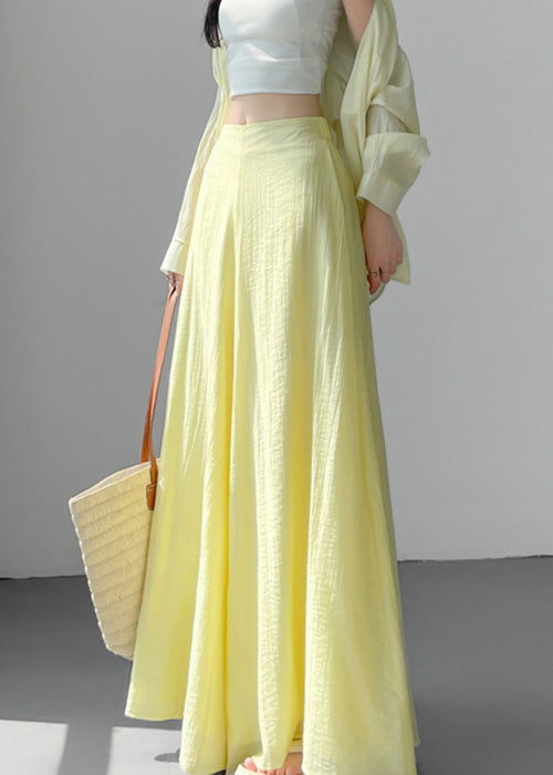 Original Blue High Waist Solid Cotton Wide Leg Pants Summer