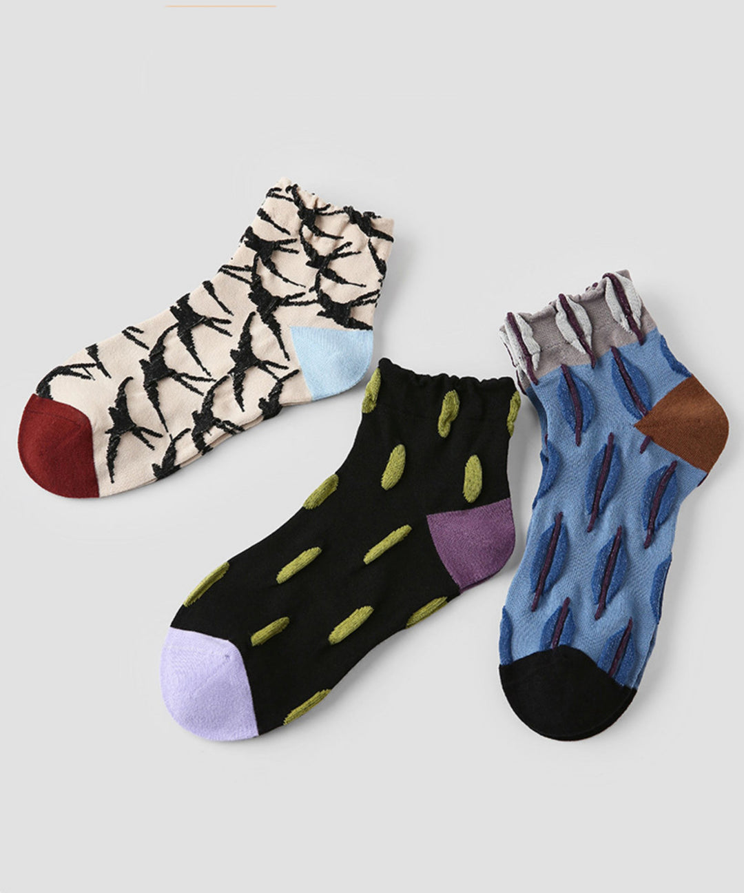Original Colorblock Jacquard Ankle Socks Thin Breathable