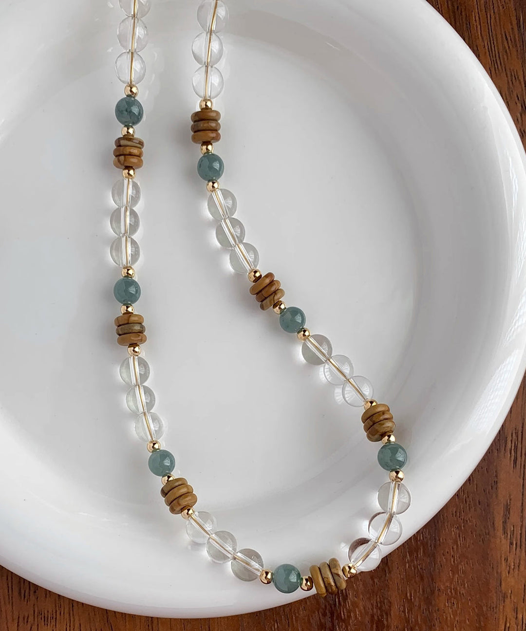 Original Design Alloy Crystal Jade Gratuated Bead Necklace