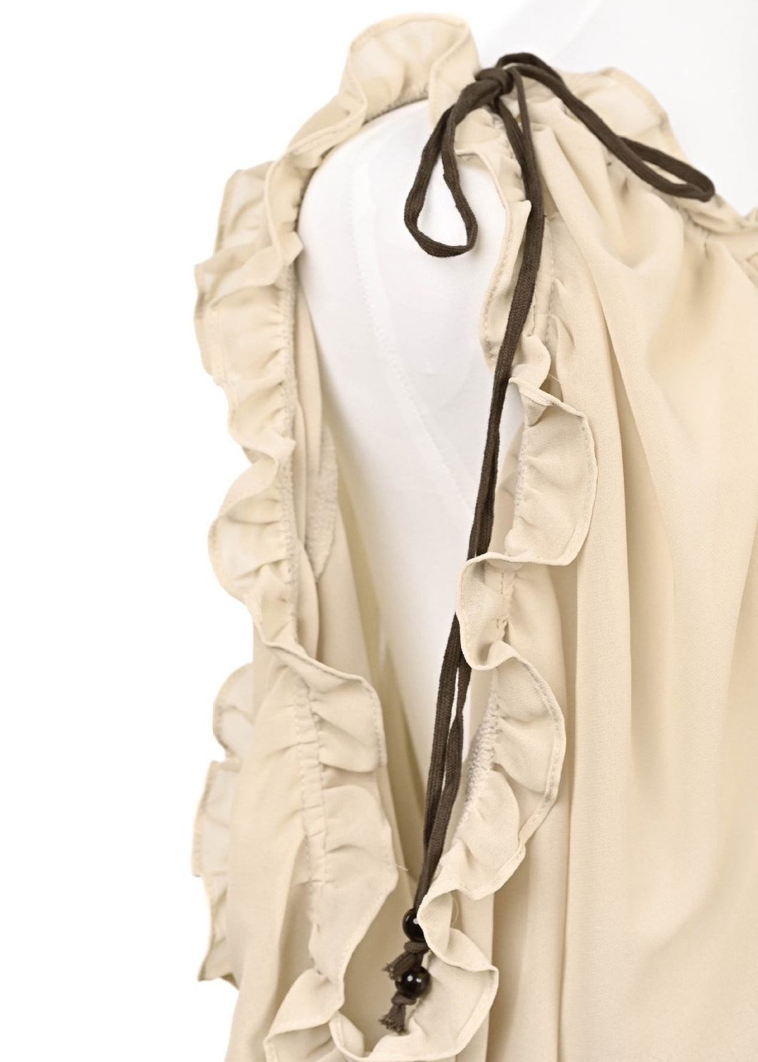 Original Design Apricot V Neck Ruffled Chiffon Top Summer