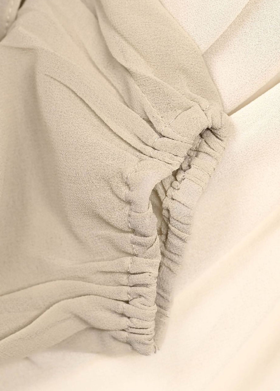 Original Design Apricot V Neck Ruffled Chiffon Top Summer