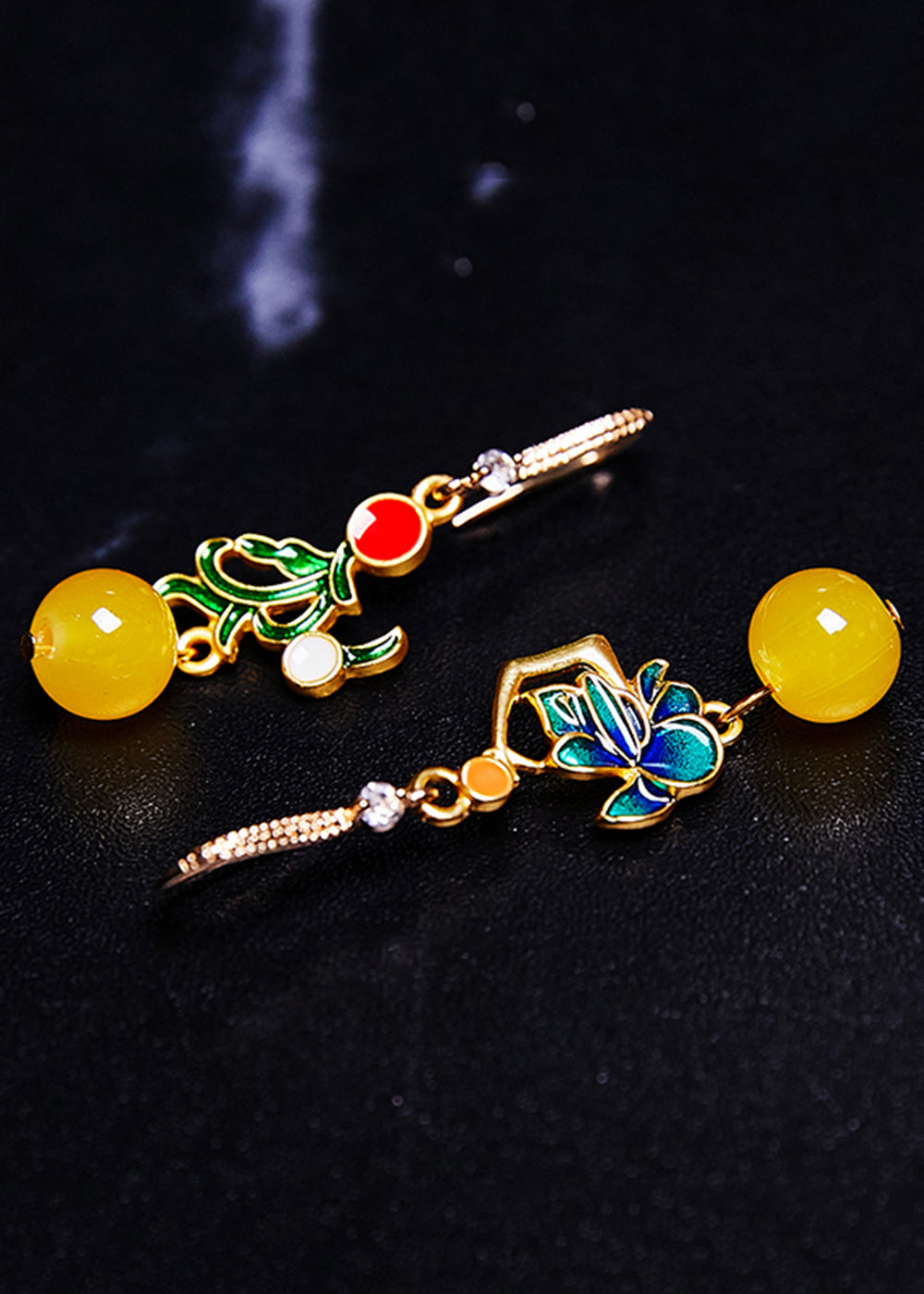 Original Design Asymmetric Gilding Beeswax Drop Earrings