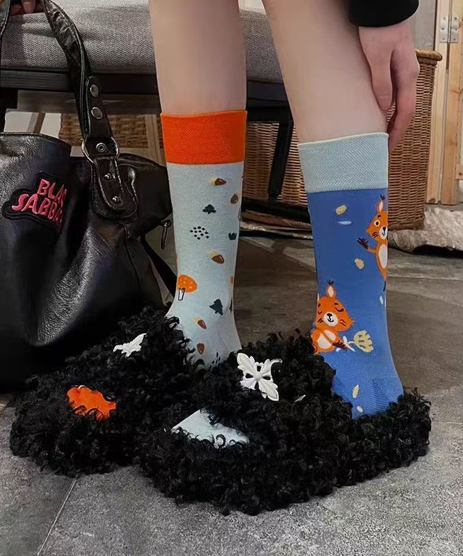 Original Design Asymmetrical Design Combed Cotto Crew Socks