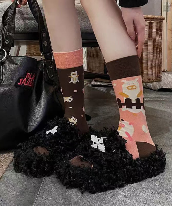 Original Design Asymmetrical Design Combed Cotto Crew Socks