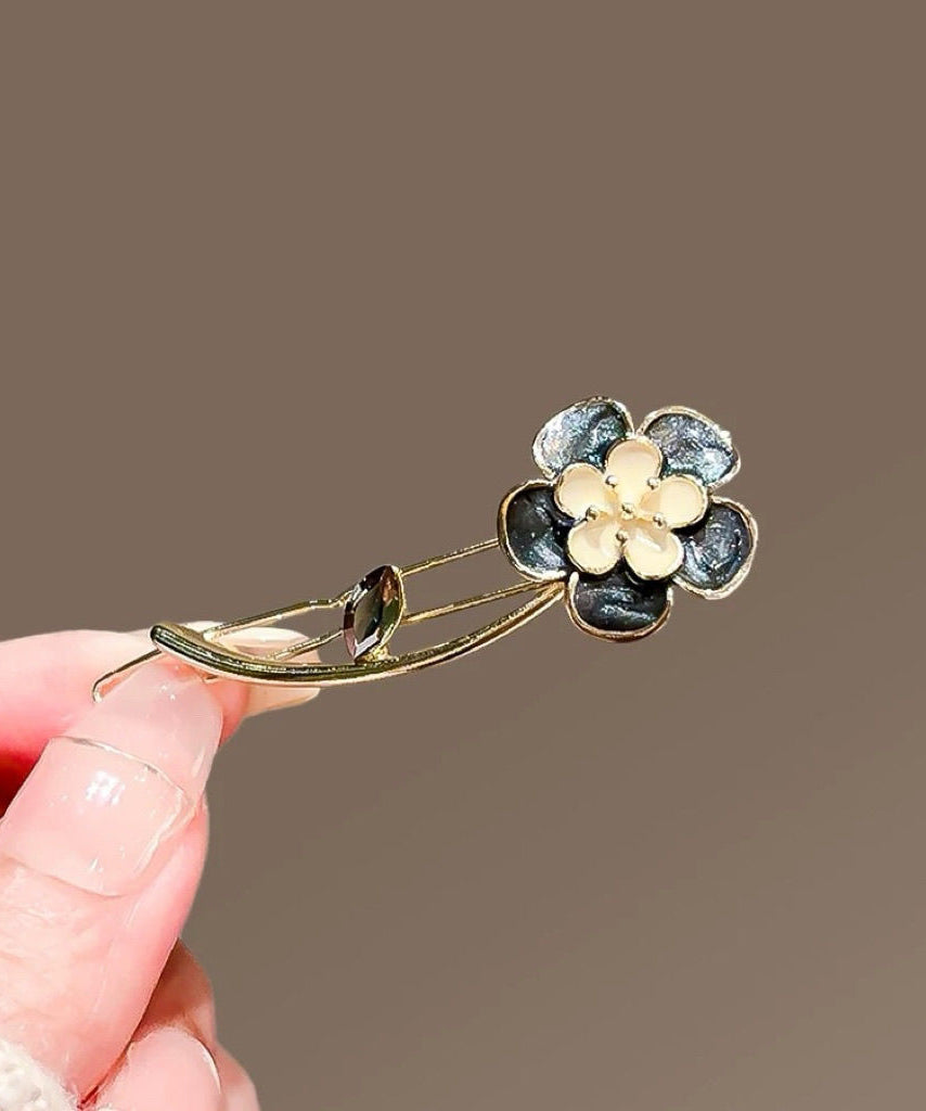 Original Design Black Alloy Floral Hairpin
