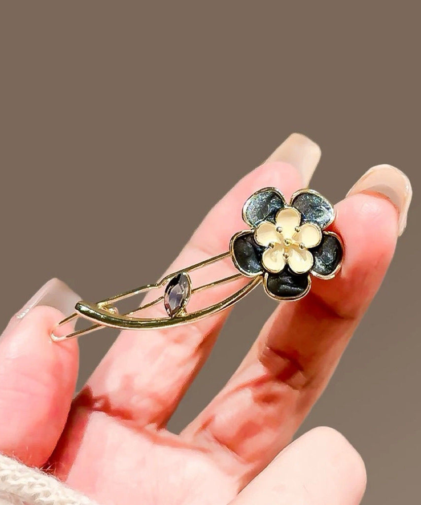 Original Design Black Alloy Floral Hairpin