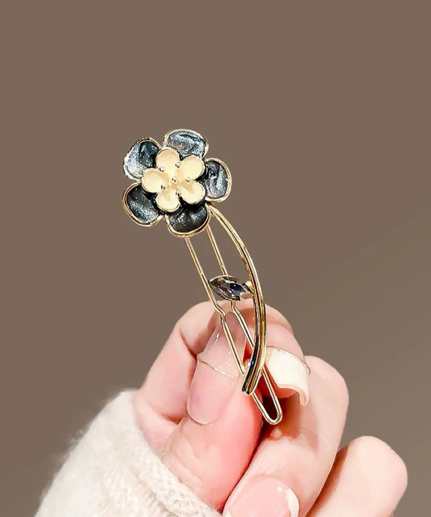 Original Design Black Alloy Floral Hairpin