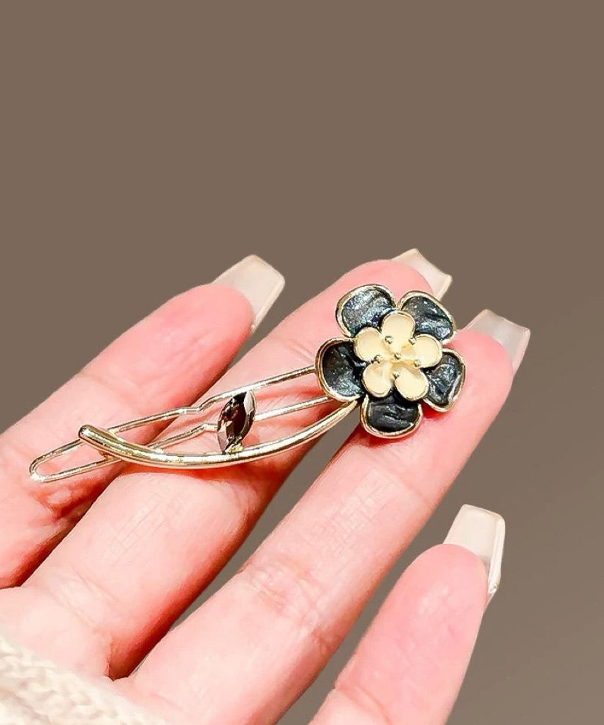 Original Design Black Alloy Floral Hairpin