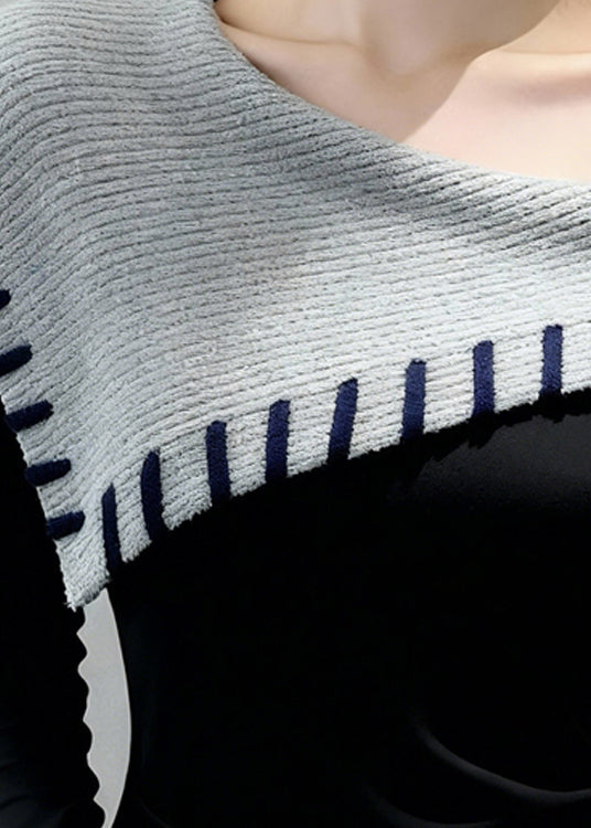 Original Design Black Cold Shoulder Warm Fleece Slim Fit Top Winter