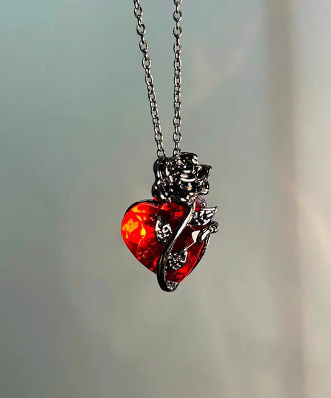 Original Design Black Copper Overgild Zircon Rose Love Pendant Necklace