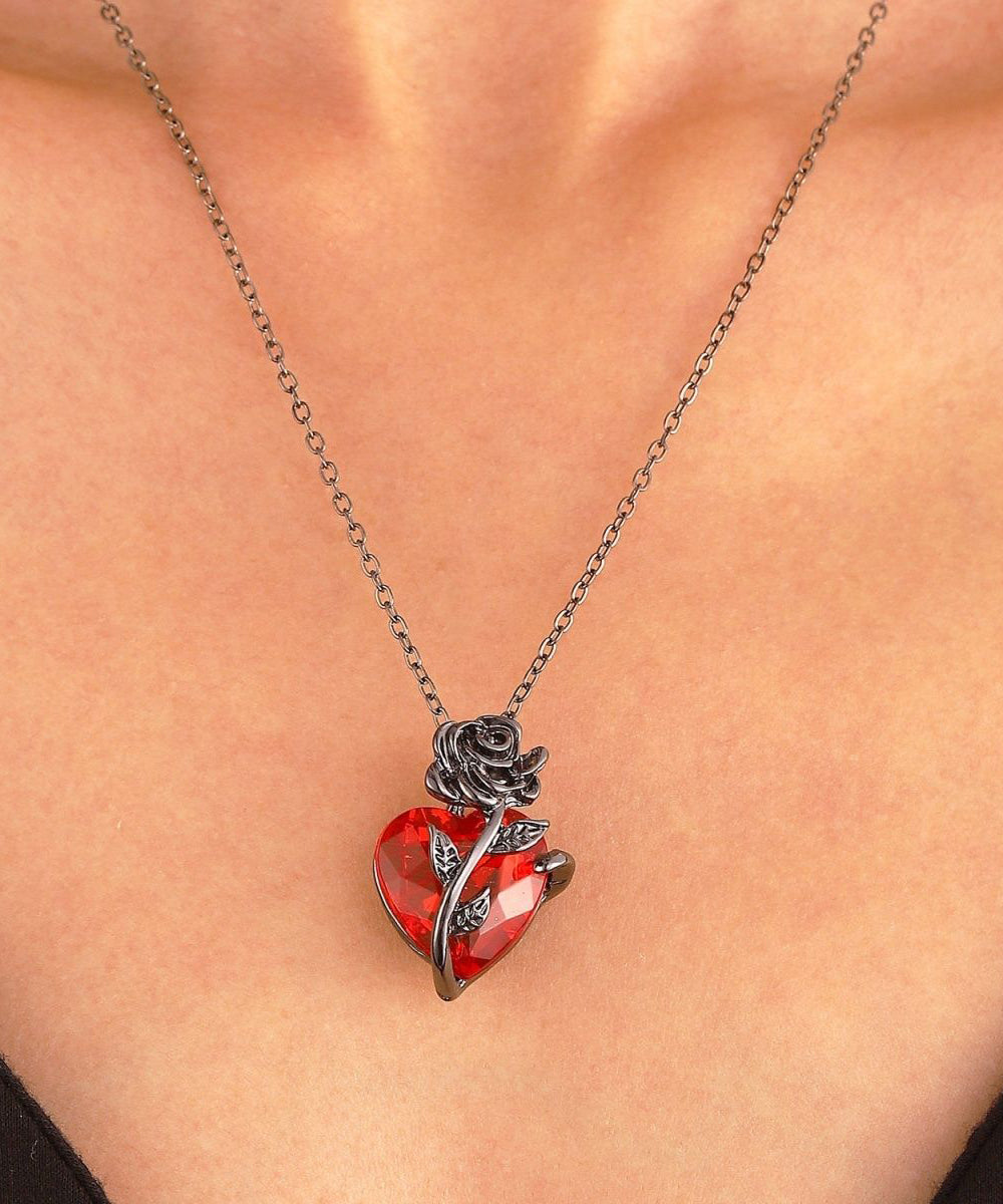 Original Design Black Copper Overgild Zircon Rose Love Pendant Necklace