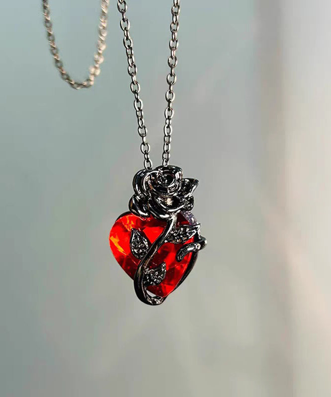 Original Design Black Copper Overgild Zircon Rose Love Pendant Necklace