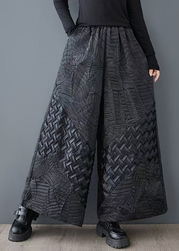Original Design Black Oversized Jacquard Wide Leg Pants Summer