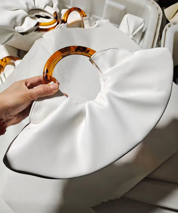 Original Design Black Pleated Acrylic Circular Faux Leather Tote Bag