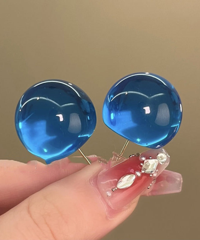 Original Design Blue Alloy Resin Stud Earrings