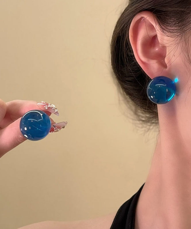 Original Design Blue Alloy Resin Stud Earrings