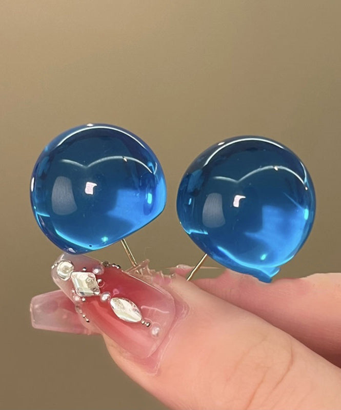 Original Design Blue Alloy Resin Stud Earrings