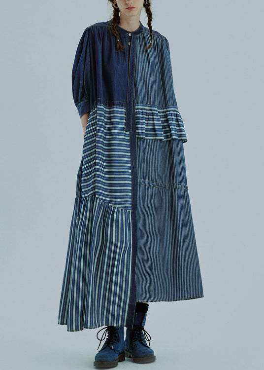 Original Design Blue Asymmetrical Patchwork Denim Dress Summer